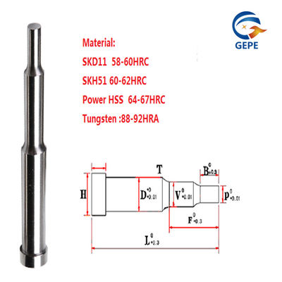 SKD61 Pinos de perforación de múltiples pasos 48HRC-52HRC para perforar en la industria del molde